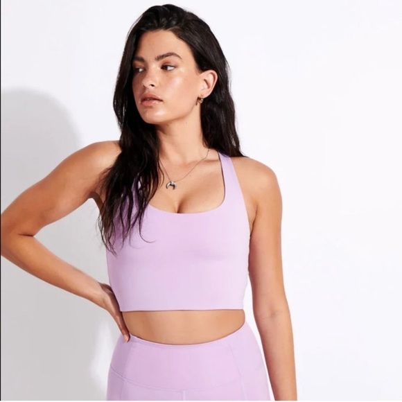 GIRLFRIEND COLLECTIVE Paloma Racerback Sports Bra In Ribbed Lilac - Picture 1 of 4